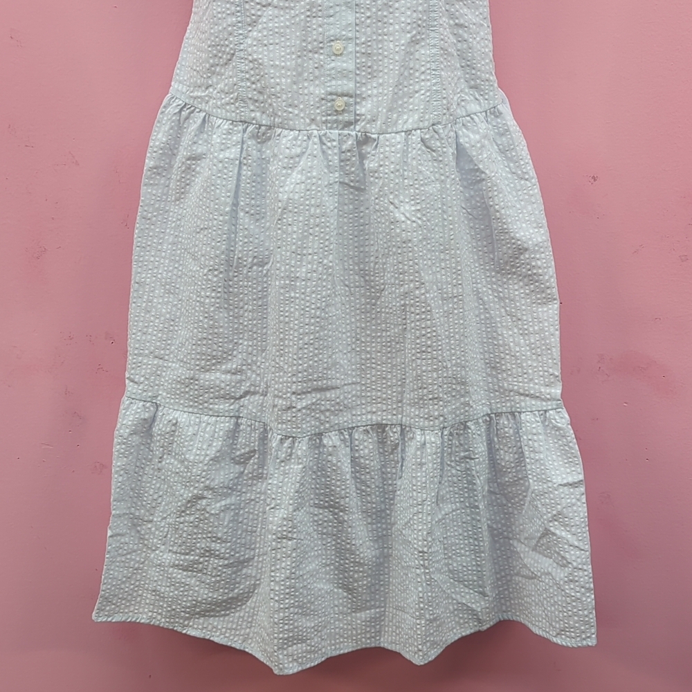 Victoria Secret PINK Prairie Seersucker Summer Midi Dress XS Light Blue - Picture 3 of 9